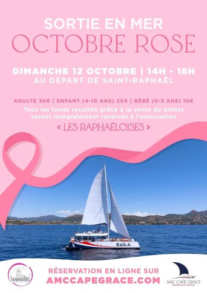 Sortie solidaire en mer pour Octobre Rose à Saint-Raphaël le dimanche 12 octobre 2025 – Croisière caritative contre le cancer du sein